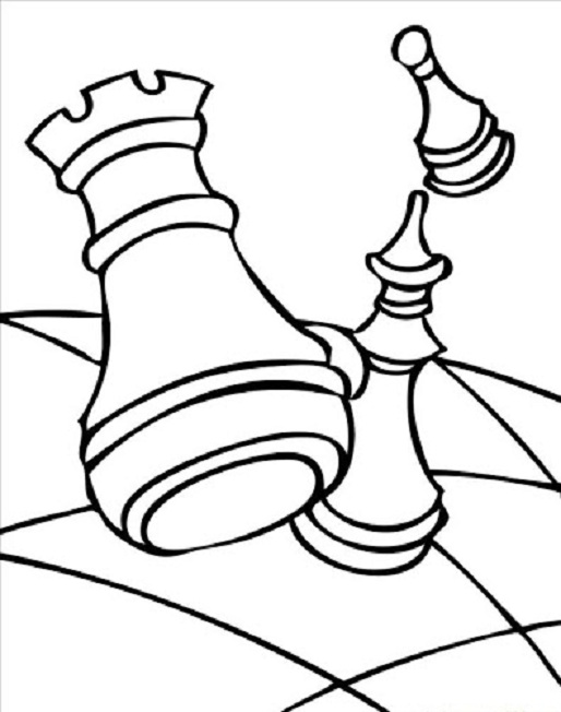 Libro para colorear de piezas de ajedrez para y línea