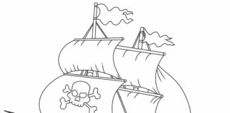 bateau pirate pour enfants - livre à colorier à imprimer