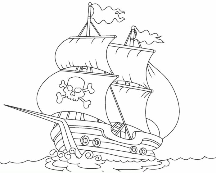 pirátská loď pro děti omalovánky k vytisknutí