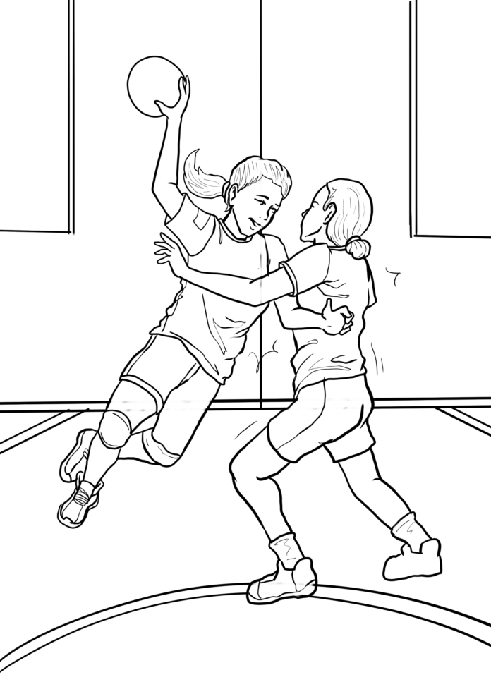 Frauenhandball-Malbuch zum Ausdrucken