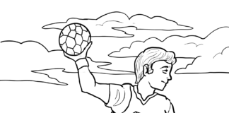 libro para colorear de balonmano sobre hierba para imprimir