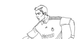 football player on the pitch coloring book to print