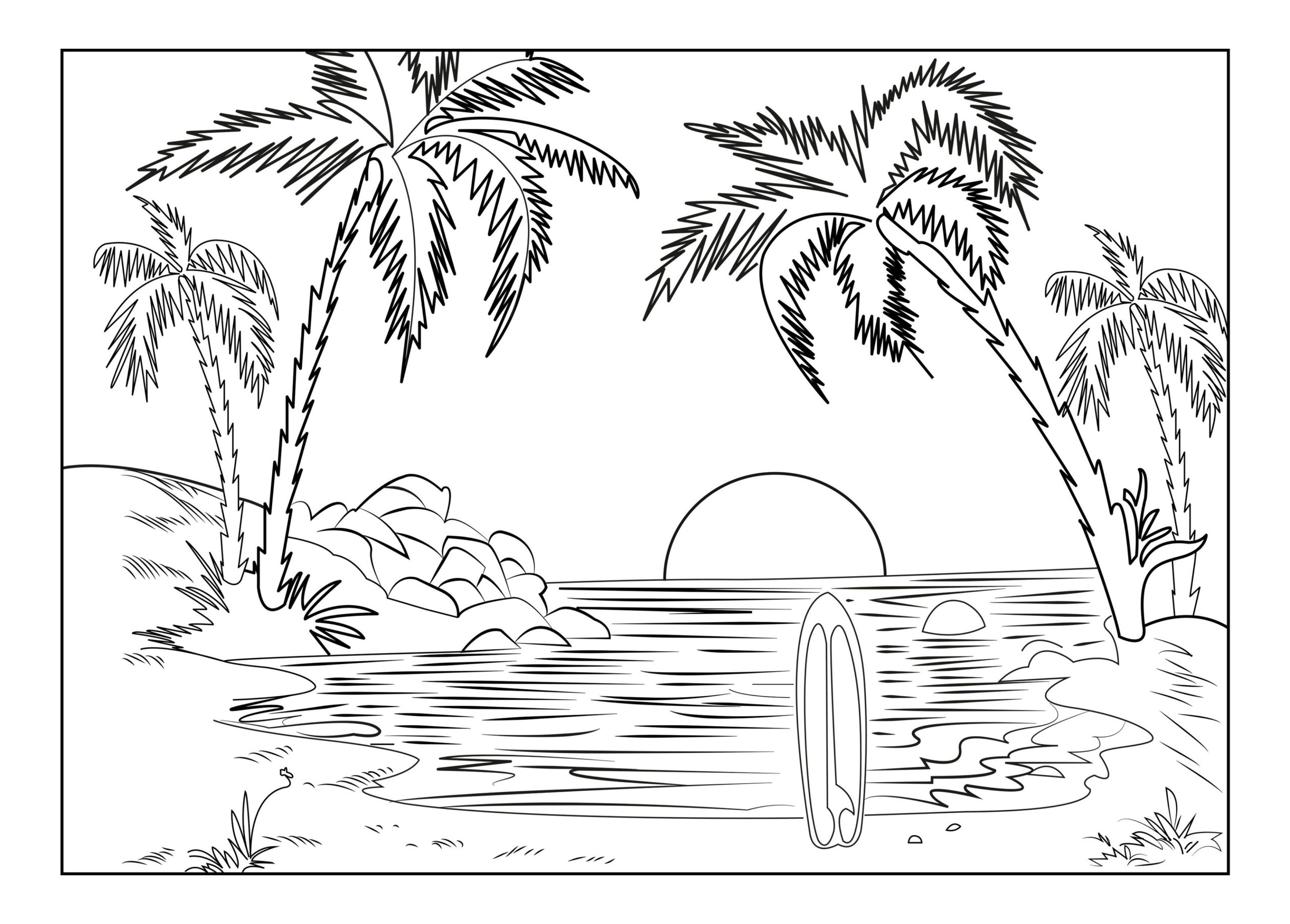 Beach and sea coloring book to print and online