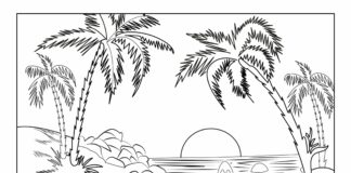 beach and sea coloring book to print