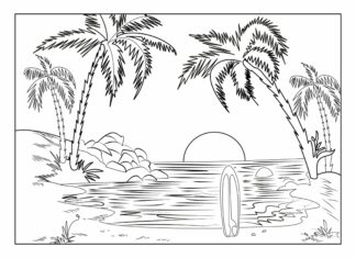 beach and sea coloring book to print