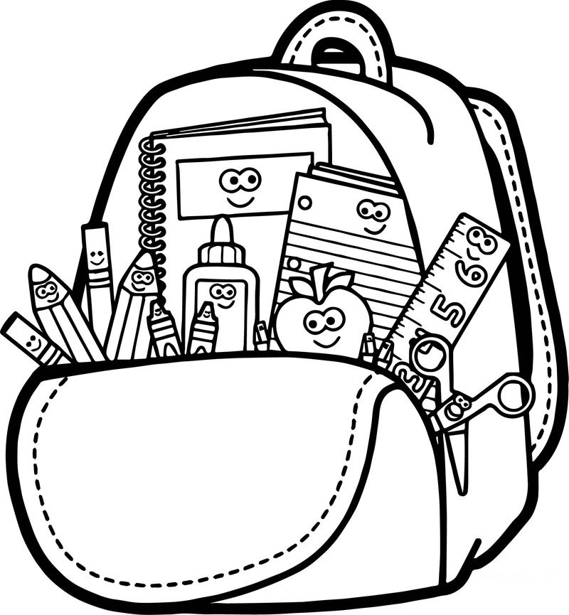 sac à dos prêt pour l'école livre à colorier à imprimer