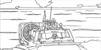 livre de coloriage "hovercraft at sea" à imprimer