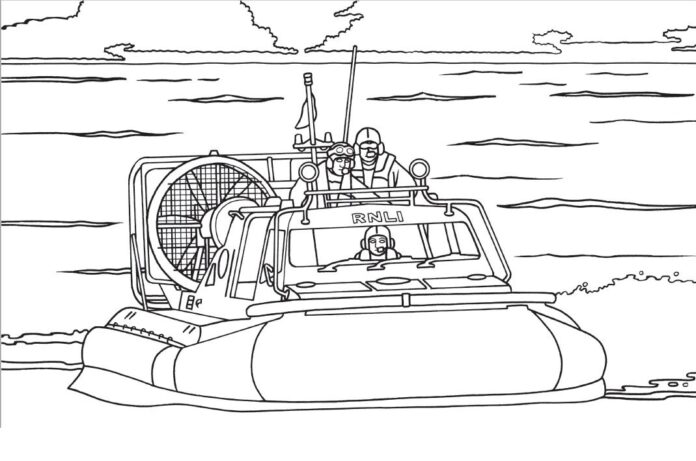 livre de coloriage "hovercraft at sea" à imprimer