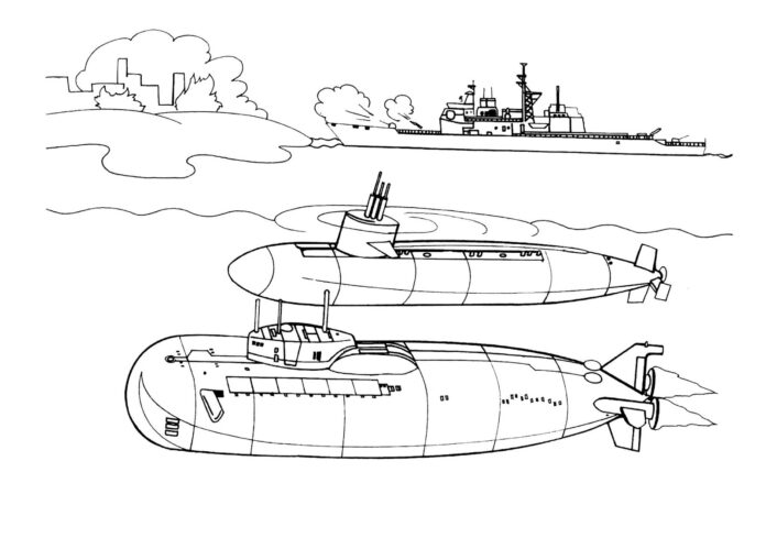 undervandsbåde og skibe malebog til udskrivning