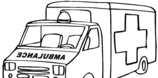 livre de coloriage sur la voiture d'ambulance à imprimer