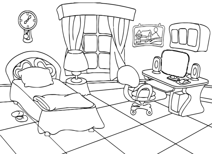 teenager room coloring book to print