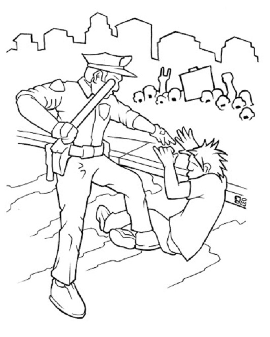 un policier et un voleur - livre à colorier à imprimer