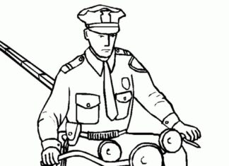 poliziotto su una moto da colorare libro da stampare