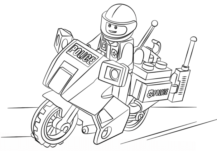 policeman on a motorcycle coloring book to print