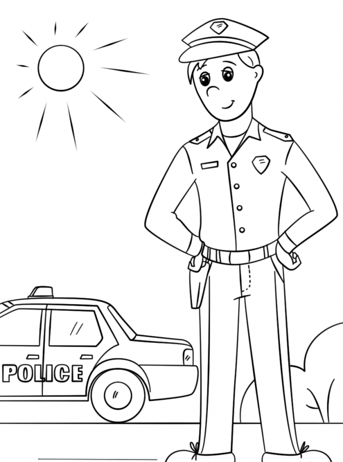 poliziotto in servizio da colorare libro da stampare