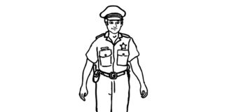 policeman in uniform coloring book to print