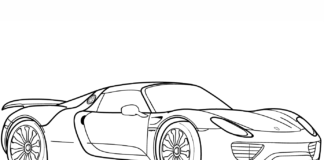 ポルシェ918スパイダー塗り絵印刷用