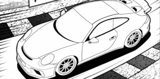 porshe on the track coloring book to print