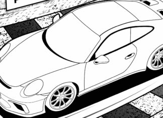 porshe on the track coloring book to print
