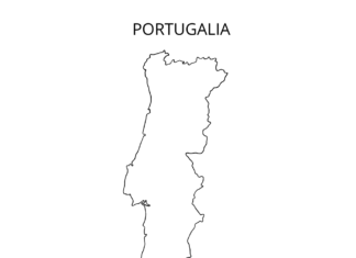 mapa Portugalska omalovánky k vytisknutí