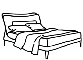 bedding on the bed coloring book to print