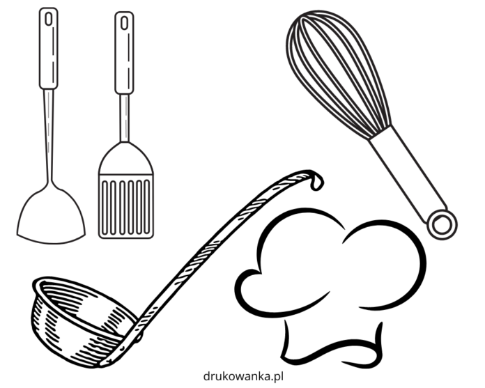 kitchen utensils coloring book to print