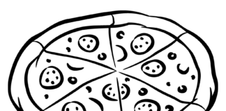 läcker pizza som kan skrivas ut och färgläggas