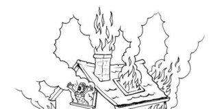 Brennendes Haus Malbuch zum Ausdrucken