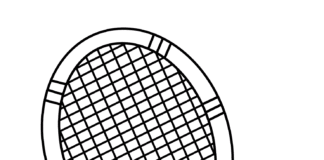 racket og tennisbold malebog til udskrivning