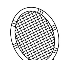 Raketa a tenisová loptička na vyfarbenie k vytlačeniu