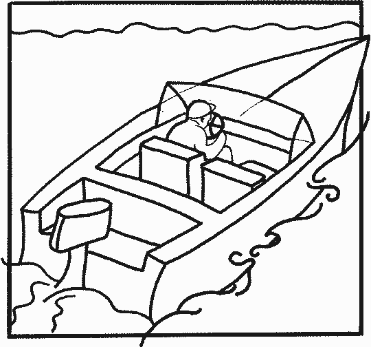 Motorbootfahrt Malbuch zum Ausdrucken
