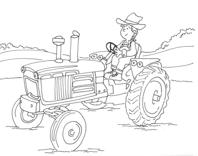 livre de coloriage sur le fermier et le tracteur à imprimer