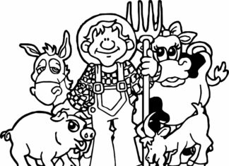 farmer and animals coloring book to print