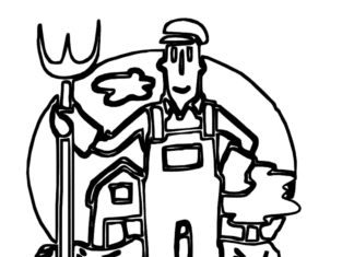 farmer in the field coloring book to print