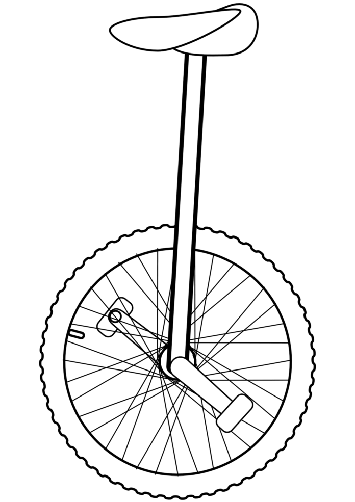 bicicletta con una ruota da colorare libro da stampare