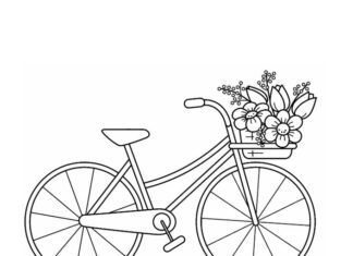 bicicleta com livro de colorir cestas para imprimir