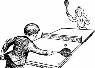 feuille de coloriage pour l'impression des matchs de ping-pong