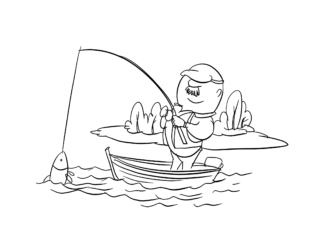 Fischer auf einem Boot Malbuch zum Ausdrucken