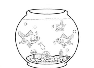 fish in the aquarium coloring book to print