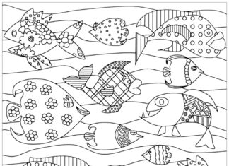 水族館の魚の印刷用塗り絵