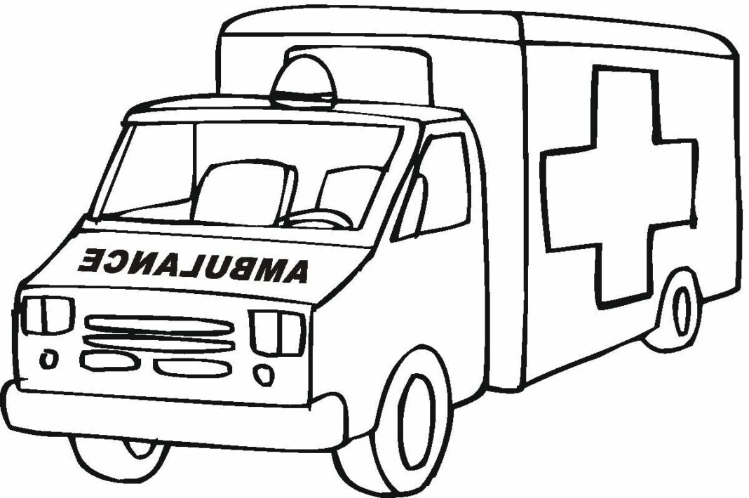 Zeichnung Krankenwagen Malbuch zum Ausdrucken