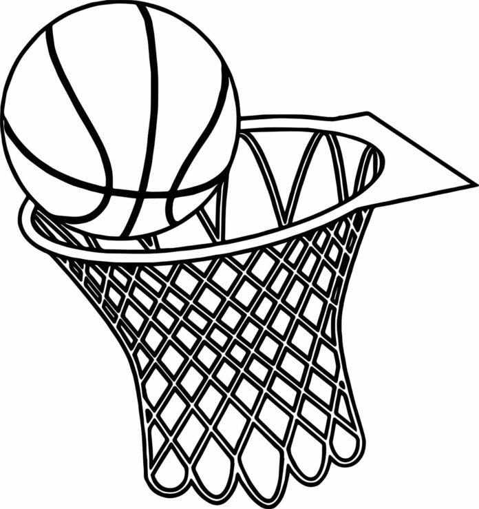basketball throwing coloring book to print