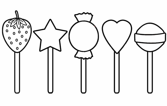 verschiedene Lollipops Malbuch zum Ausdrucken