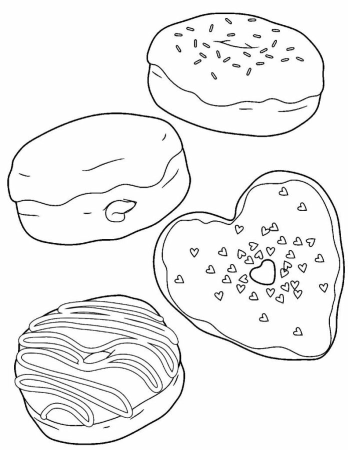 different doughnuts coloring book to print