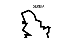 hoja para colorear del mapa de serbia para imprimir