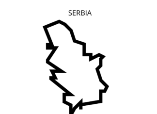 folha de coloração de mapa da sérvia para impressão
