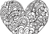 heart in zentangle patterns coloring book to print