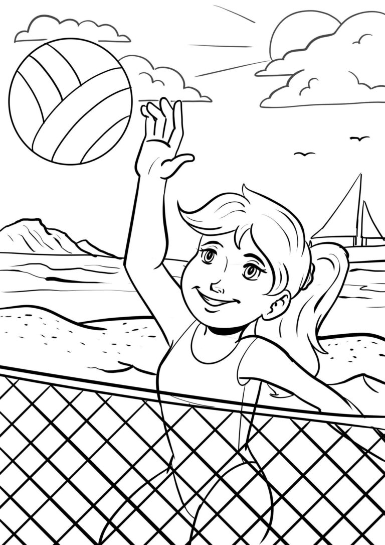 Volleyball beach coloring book to print and online