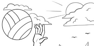 volleyball on the beach coloring book to print