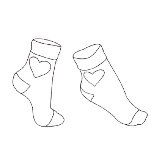 Socken mit Herzbild zum Ausdrucken